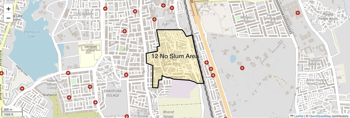 Location Map of 12 No Slum Area, Bhopal