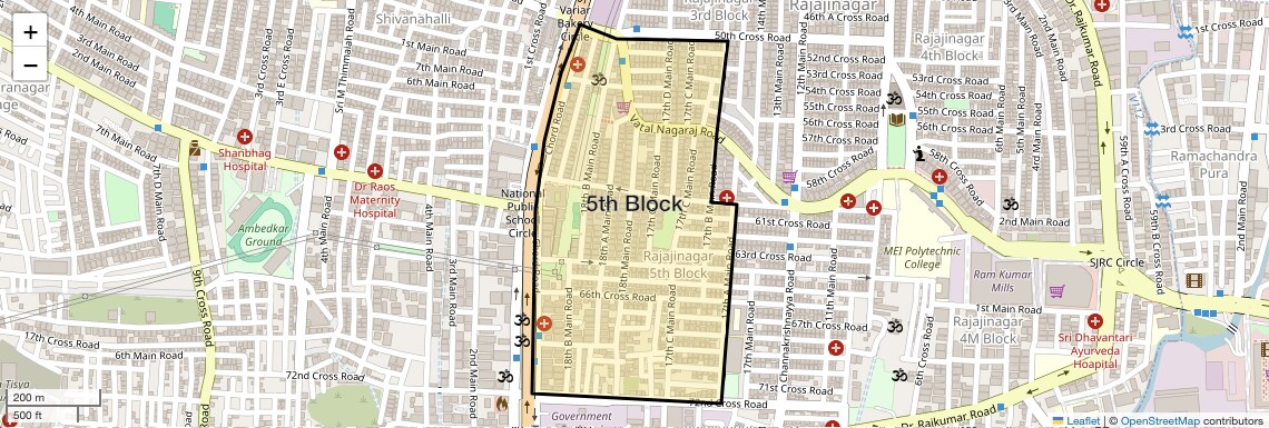 Location Map of 5th Block, Bangalore