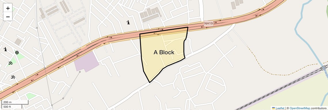 Location Map of A Block, Agra