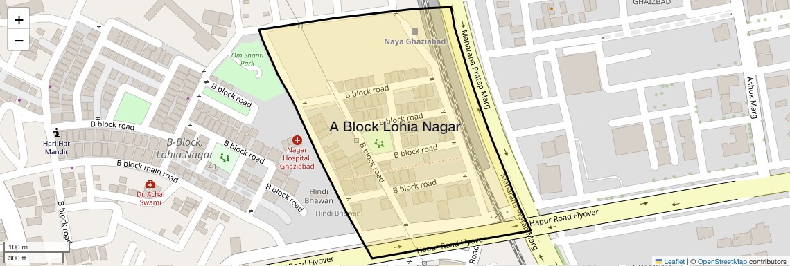 Location Map of A Block Lohia Nagar, Ghaziabad
