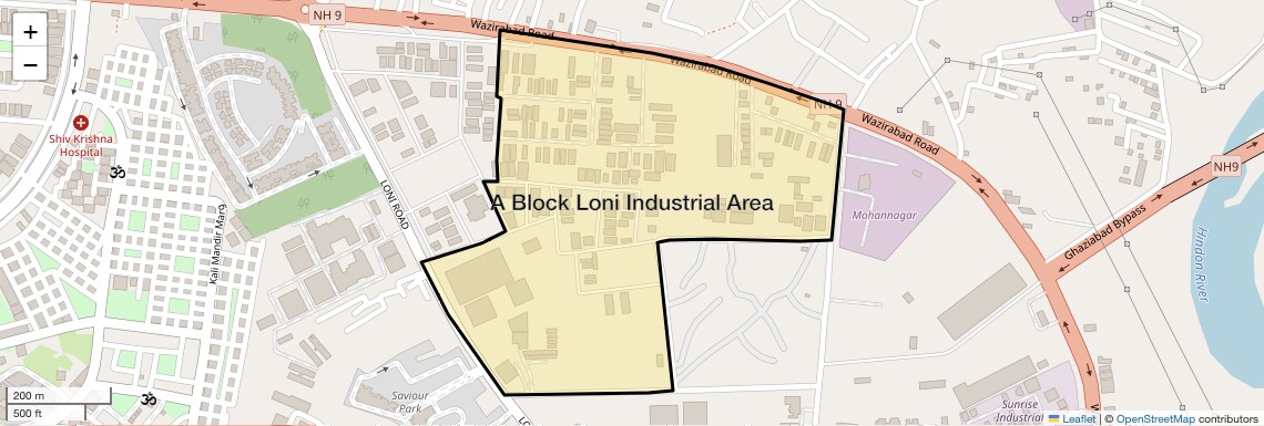 Location Map of A Block Loni Industrial Area, Ghaziabad