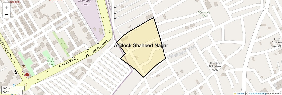 Location Map of A Block Shaheed Nagar, Ghaziabad