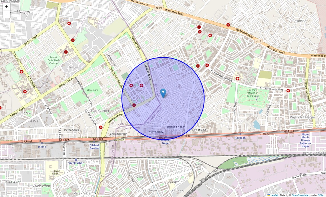 Location Map of A Block Shaheed Nagar, Ghaziabad