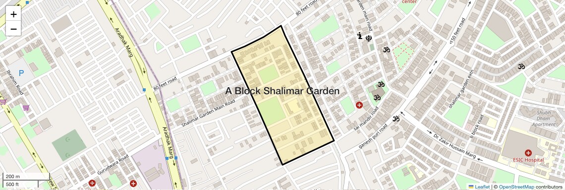 Location Map of A Block Shalimar Garden, Ghaziabad