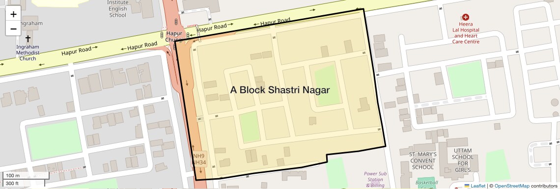 Location Map of A Block Shastri Nagar, Ghaziabad