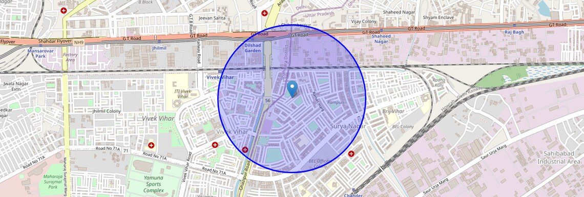 Location Map of A Block Surya Nagar, Ghaziabad