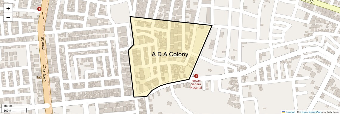 Location Map of A D A Colony, Allahabad