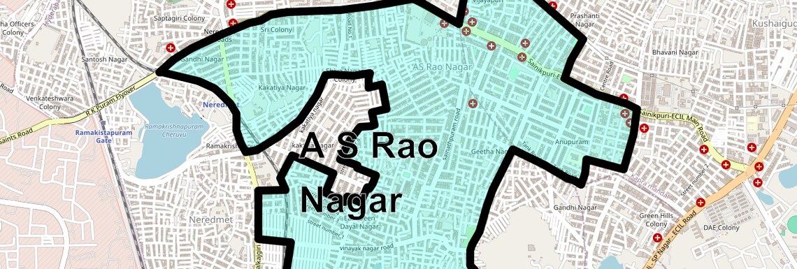 Location Map of A S Rao Nagar, Hyderabad