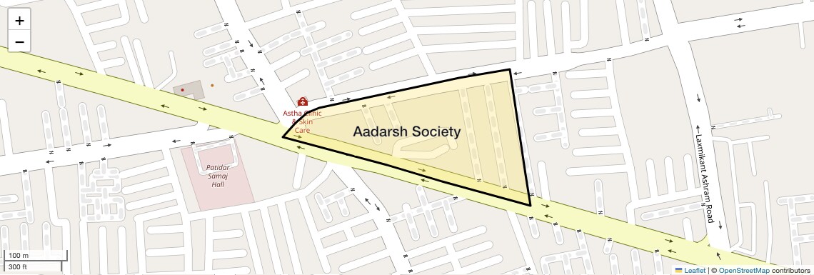 Location Map of Aadarsh Society, Surat