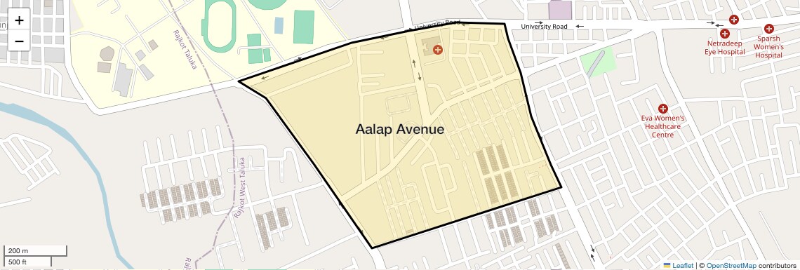 Location Map of Aalap Avenue, Rajkot