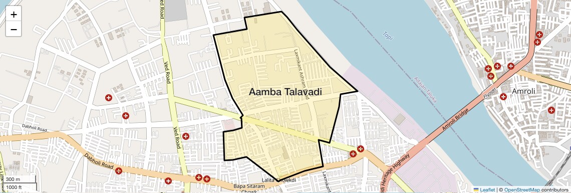 Location Map of Aamba Talavadi, Surat