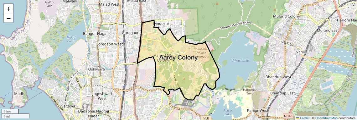 Location Map of Aarey Colony, Mumbai
