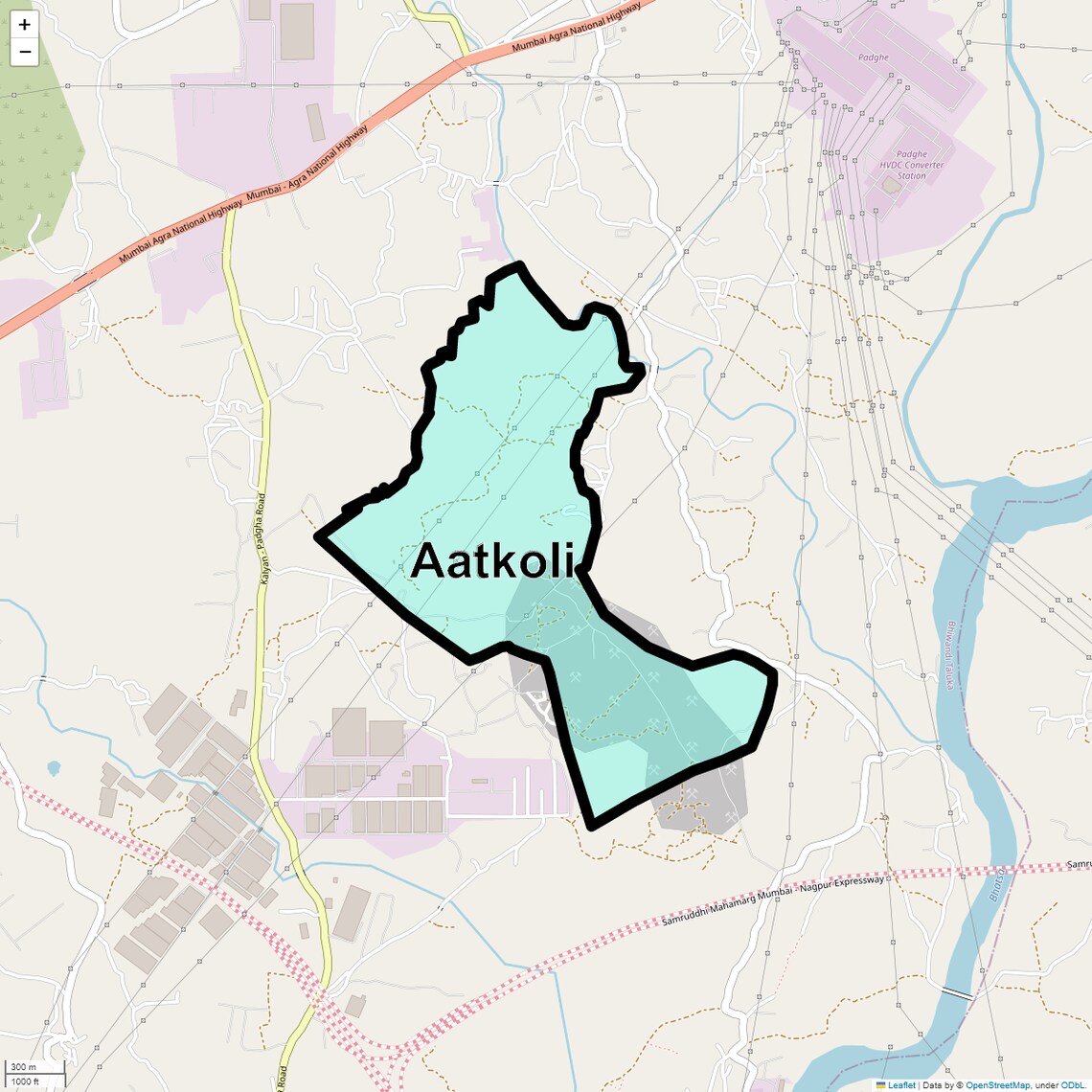 Location Map of Aatkoli, Thane