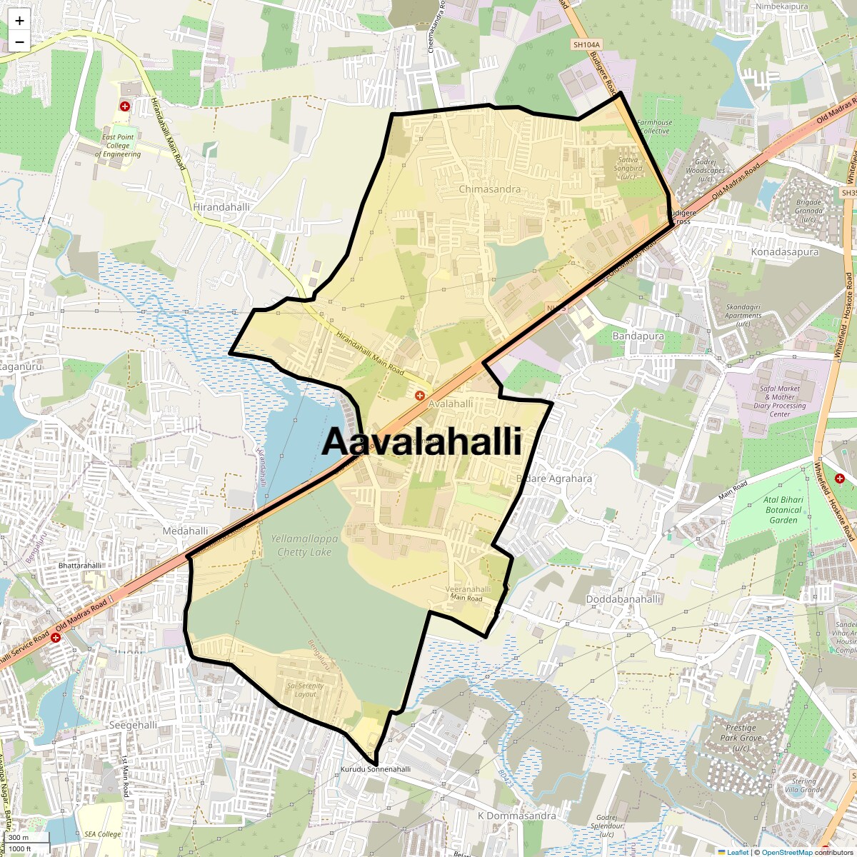 Location Map of Aavalahalli, Bangalore