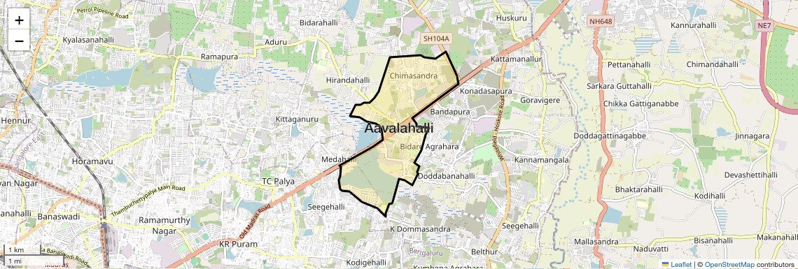 Location Map of Aavalahalli, Bangalore
