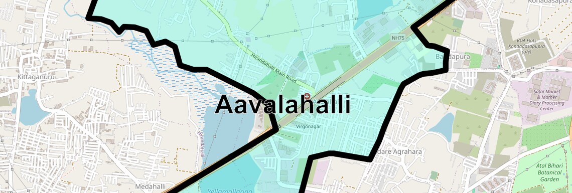 Location Map of Aavalahalli, Bangalore