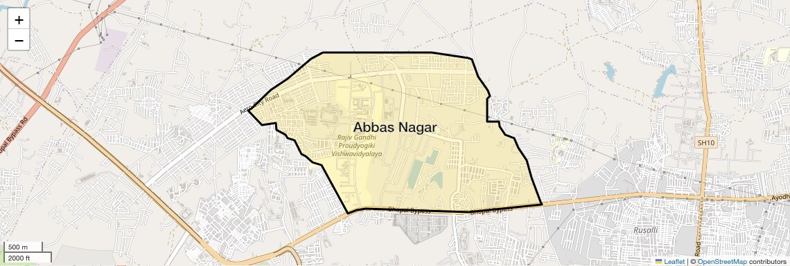 Location Map of Abbas Nagar, Bhopal