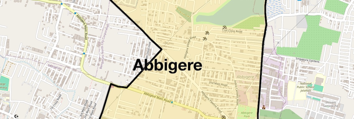 Location Map of Abbigere, Bangalore
