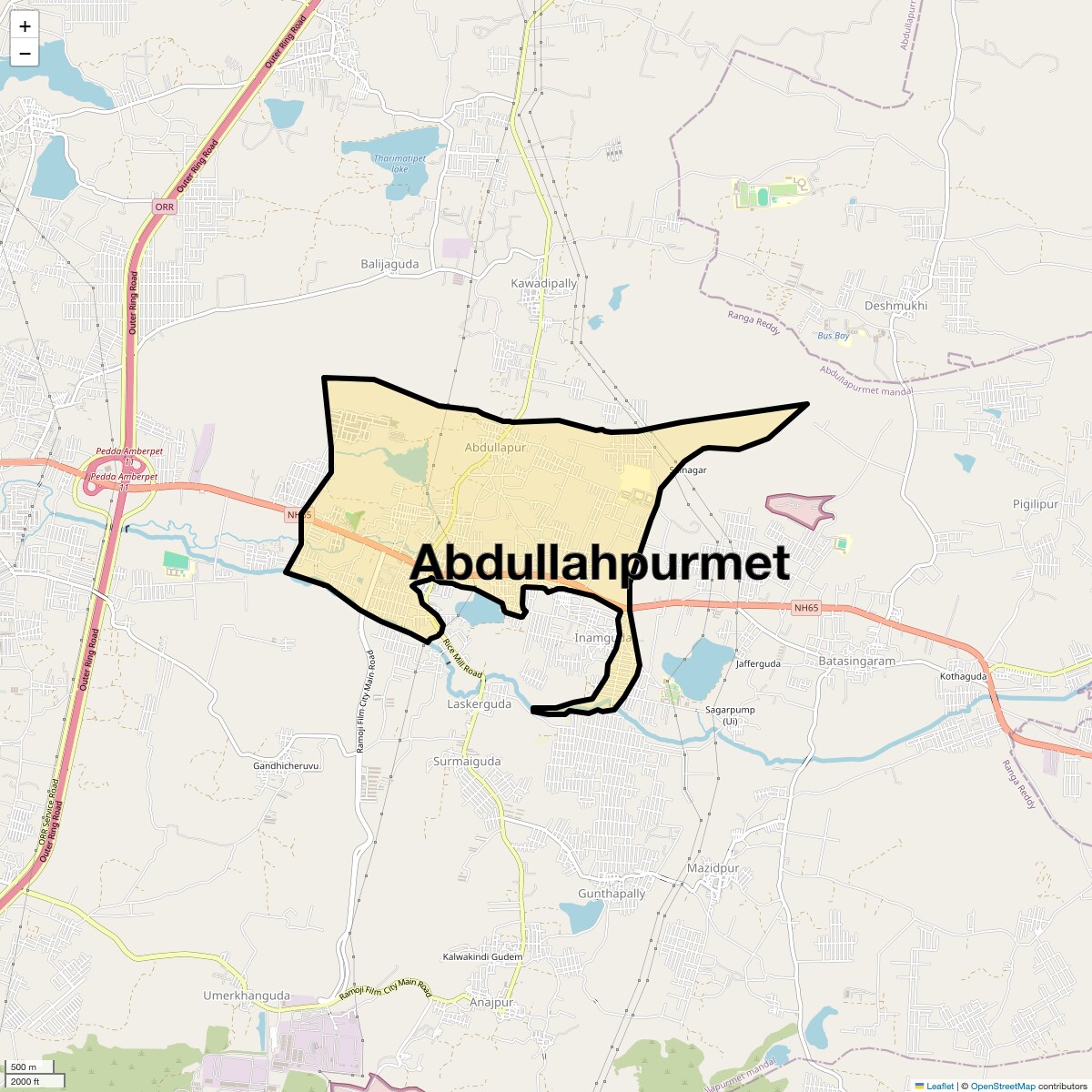 Location Map of Abdullahpurmet, Hyderabad
