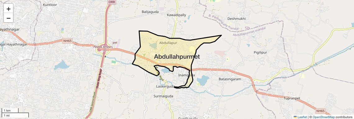 Location Map of Abdullahpurmet, Hyderabad
