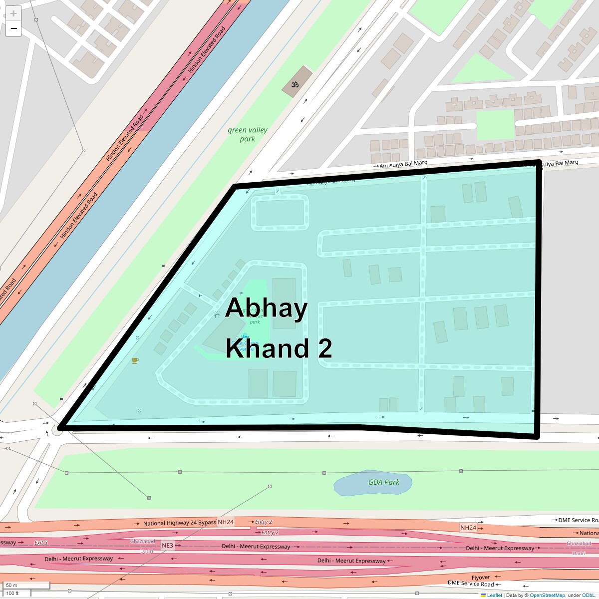 Location Map of Abhay Khand 2, Ghaziabad