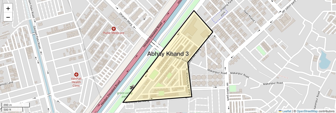 Location Map of Abhay Khand 3, Ghaziabad