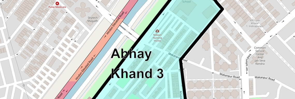 Location Map of Abhay Khand 3, Ghaziabad