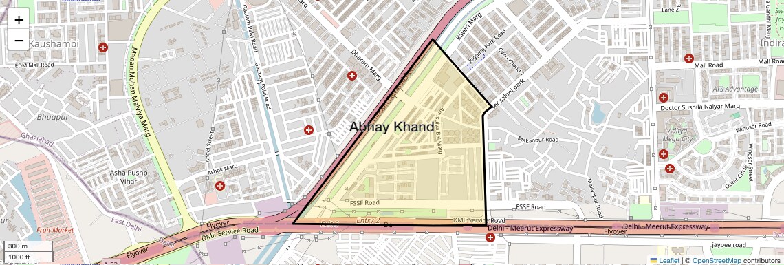 Location Map of Abhay Khand, Ghaziabad