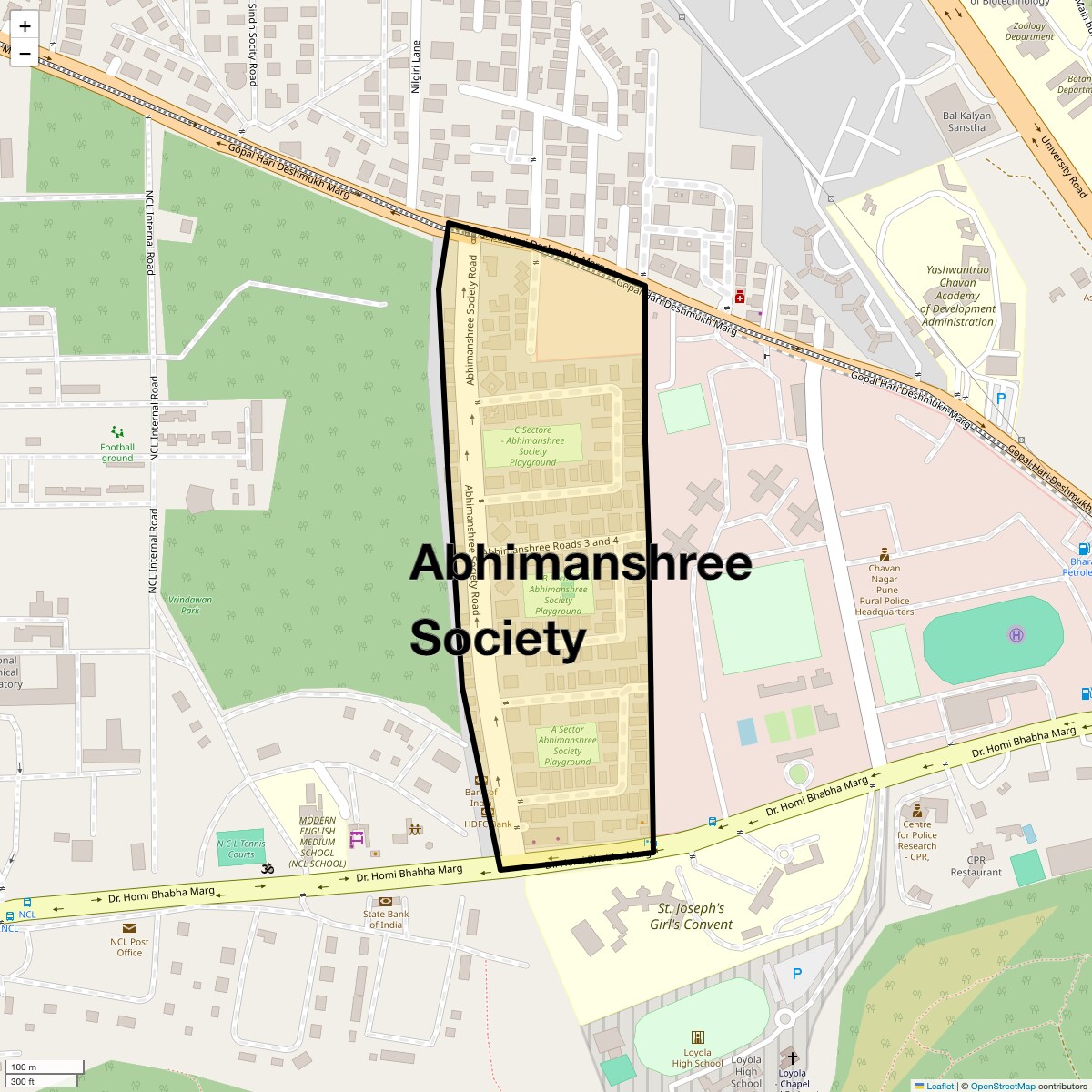 Location Map of Abhimanshree Society, Pune
