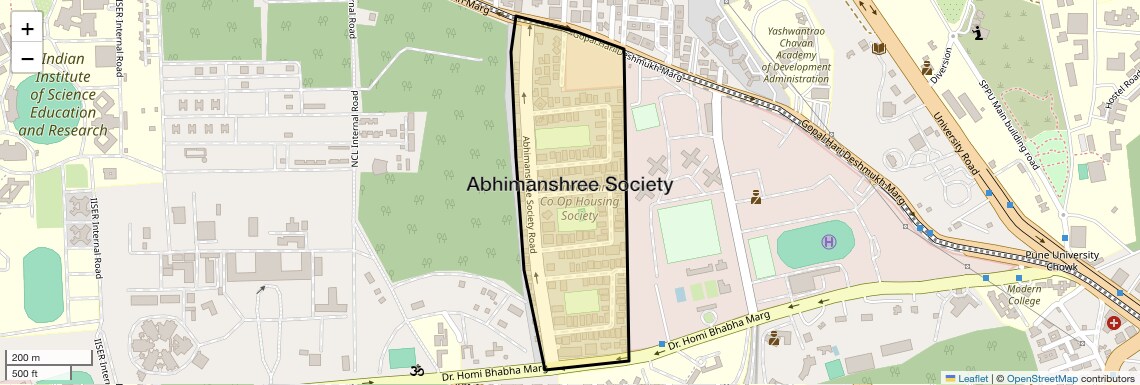 Location Map of Abhimanshree Society, Pune