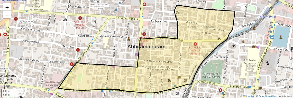 Location Map of Abhiramapuram, Chennai