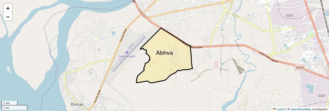 Location Map of Abhva, Surat