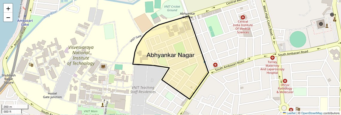 Location Map of Abhyankar Nagar, Nagpur