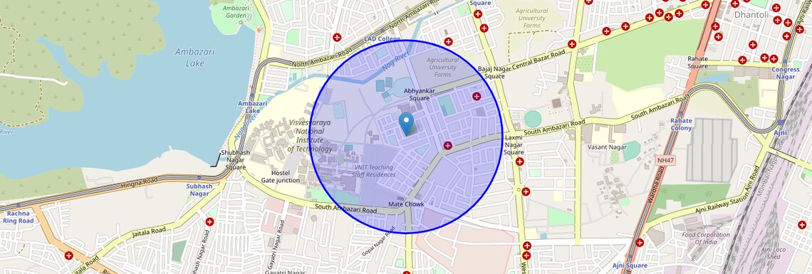 Location Map of Abhyankar Nagar, Nagpur
