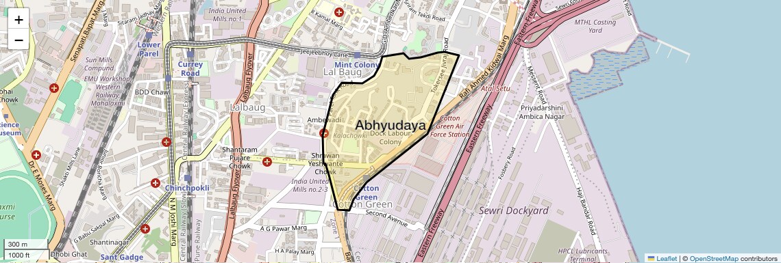 Location Map of Abhyudaya, Mumbai