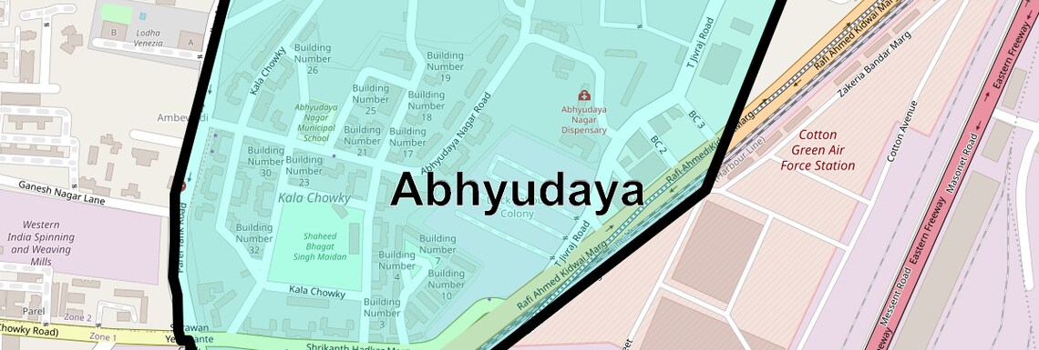 Location Map of Abhyudaya, Mumbai