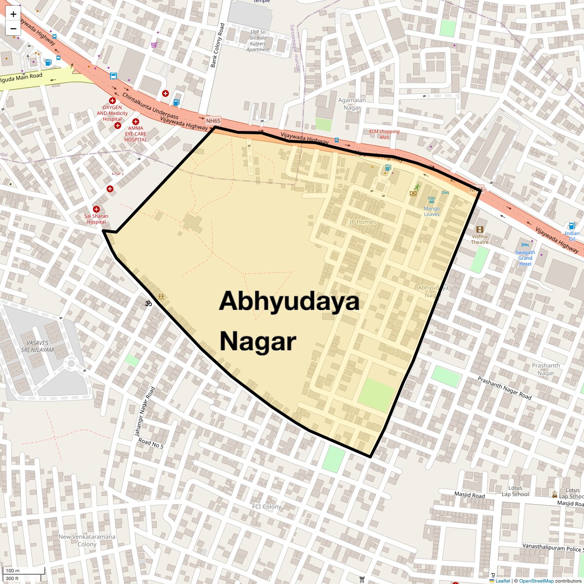 Location Map of Abhyudaya Nagar, Hyderabad