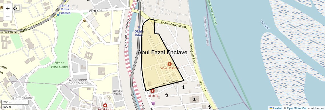 Location Map of Abul Fazal Enclave, Delhi