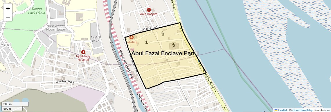 Location Map of Abul Fazal Enclave Part 1, Delhi
