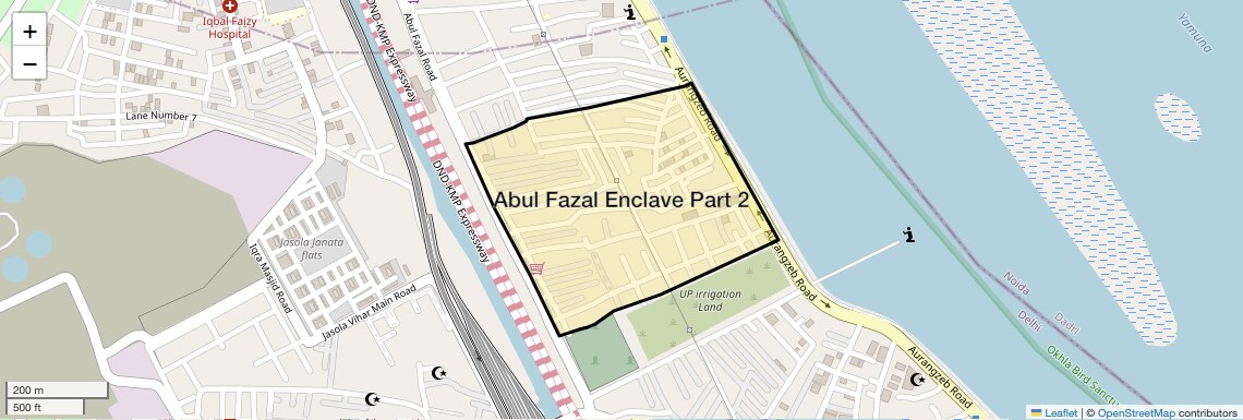 Location Map of Abul Fazal Enclave Part 2, Delhi