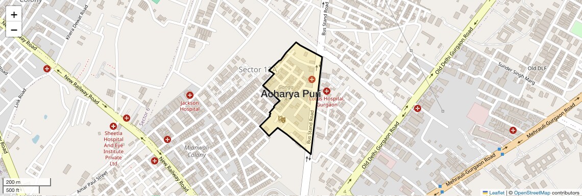 Location Map of Acharya Puri, Gurgaon