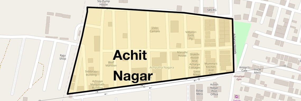 Location Map of Achit Nagar, Bangalore