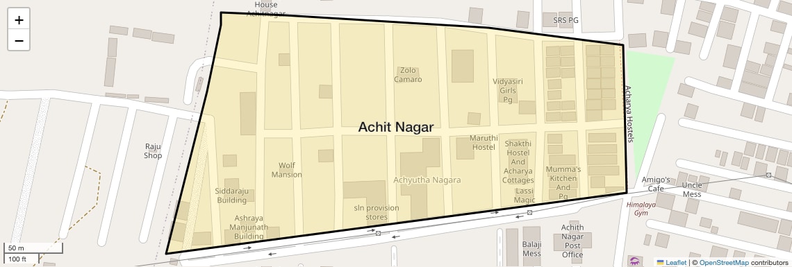 Location Map of Achit Nagar, Bangalore