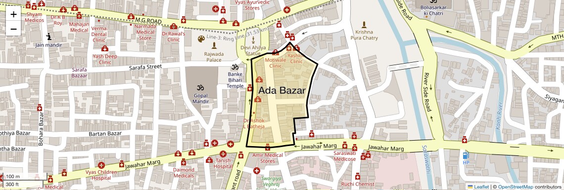 Location Map of Ada Bazar, Indore