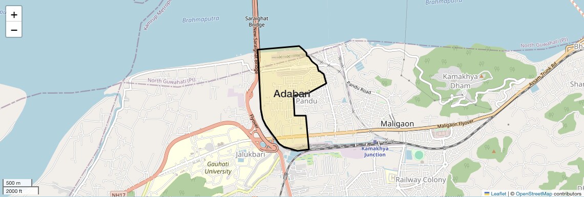 Location Map of Adabari, Guwahati
