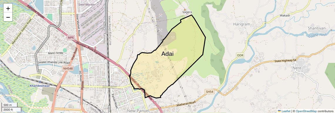Location Map of Adai, Navi Mumbai