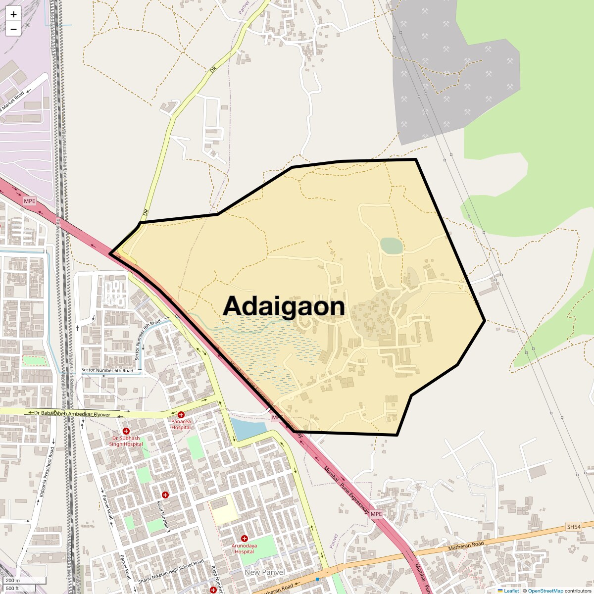 Location Map of Adaigaon, Navi Mumbai