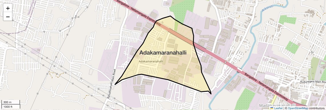 Location Map of Adakamaranahalli, Bangalore