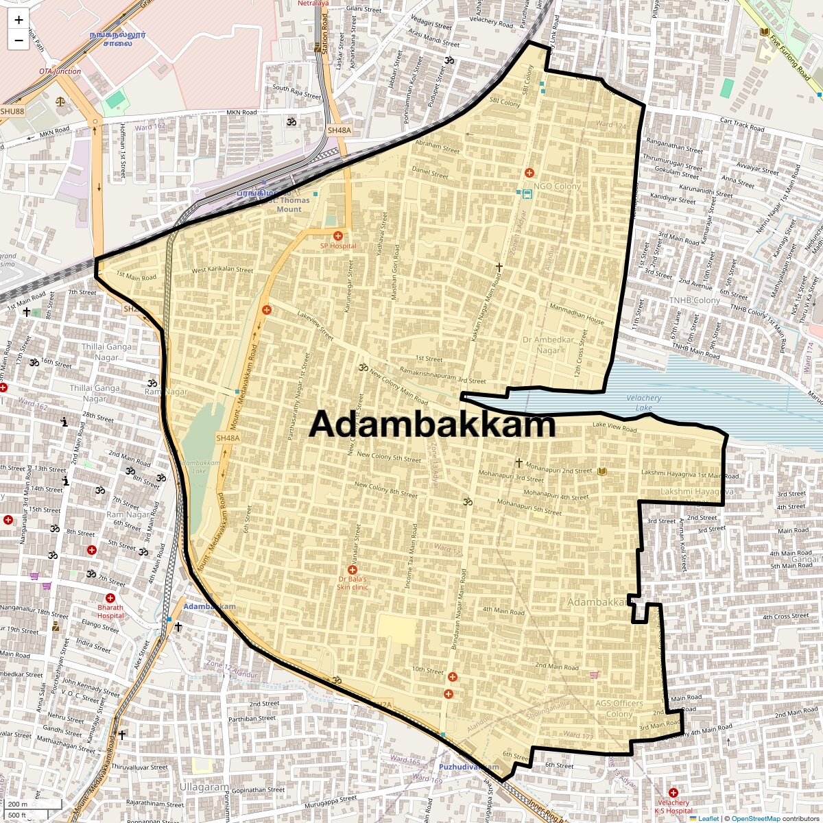 Location Map of Adambakkam, Chennai