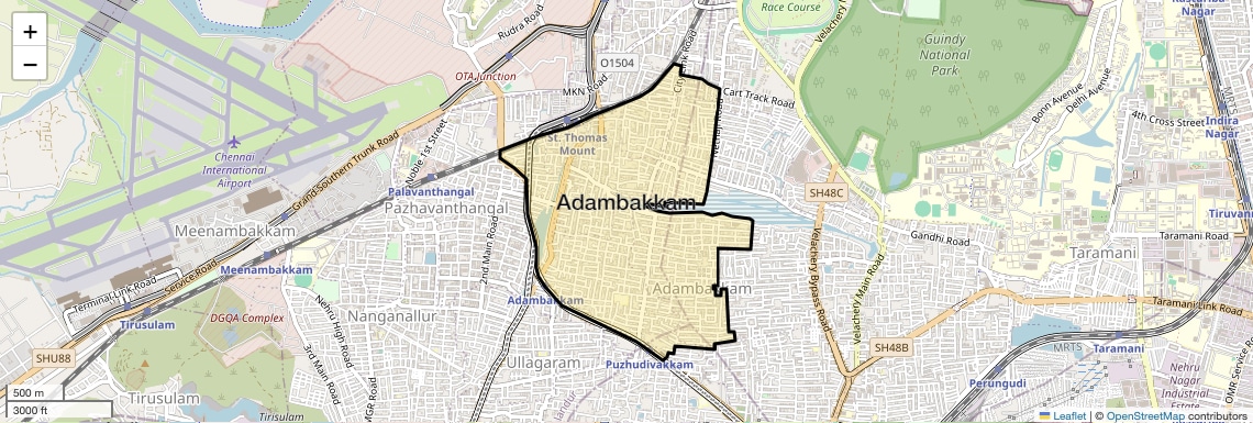 Location Map of Adambakkam, Chennai